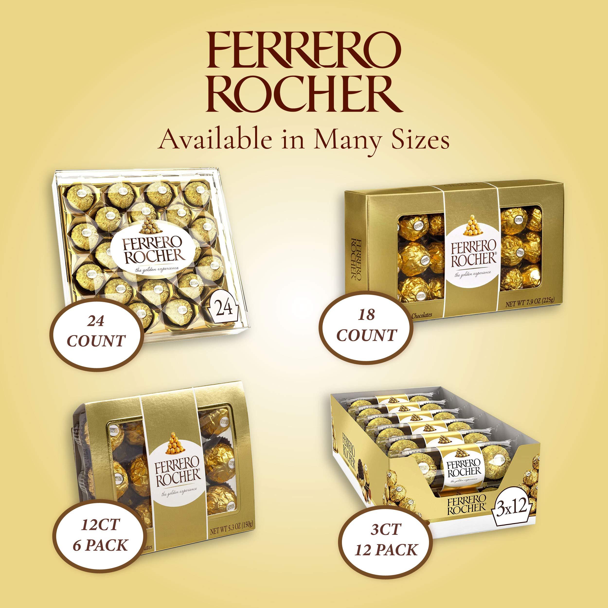 Ferrero Rocher Fine Hazelnut Milk Chocolate, 24 Count, Chocolate Candy Gift Box, 10.5 oz 24 Count (Pack of 1) Ferrero Rocher - image 5 of 7