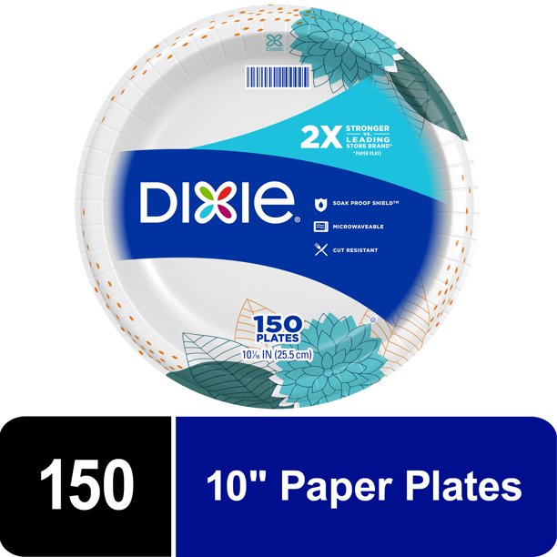 Dixie Paper Dinner Plates, 10", 150 Count