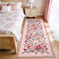thumbnail image 2 of Garvee 2'x6' Runner Rug Vintage Floral Area Rug, Washable Boho Rugs Non Slip Soft Low Pile Farmhouse Rug Indoor Floor Carpet for Hallway Bedroom Kitchen, Pink, 2 of 6