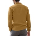 thumbnail image 4 of Cotton Linen Button Blouse for Men Lapel Long Sleeve Shirts with Pockets Solid Color Loose-Fit Casual Tops, 4 of 5