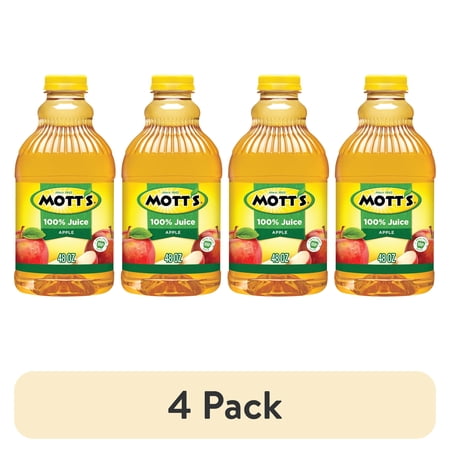 (4 pack) Mott's 100% Juice Original Apple Juice, 48 fl oz, Bottle