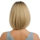 thumbnail image 4 of Pelucas de raíz negra con pelo rubio Hermosa peluca corta Bob con flequillo Pelucas sintéticas resistentes al calor de 12 pulgadas para mujeres..., 4 of 5