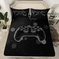 thumbnail image 2 of Feelyou Neon Grey Gamepad Full Size Sheets for Boys, Futuristic Game Console Bed Sheets, Chic Honeycomb Sheet Sets, Microfiber Bedroom Decor, 4pcs, 2 of 7