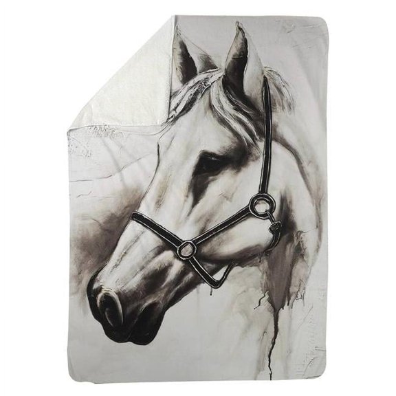 Begin Home Decor 5545-6080-AN70 60 x 80 in. Flicka The White Horse-Sherpa Fleece Blanket
