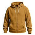 thumbnail image 4 of FENGYOU Mens Waffle Knit Zip Up Hoodie Long Sleeve Drawstring Hooded Sweatshirt Relaxed Fit Casual Full Zip Jacket Earthy Yellow 2XL, 4 of 5