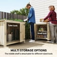 thumbnail image 3 of Outsunny Wood Outdoor Storage Cabinet, Compact Garden Shed Potting Shed with Shelf and Double Doors, Natural Wood, 3 of 8