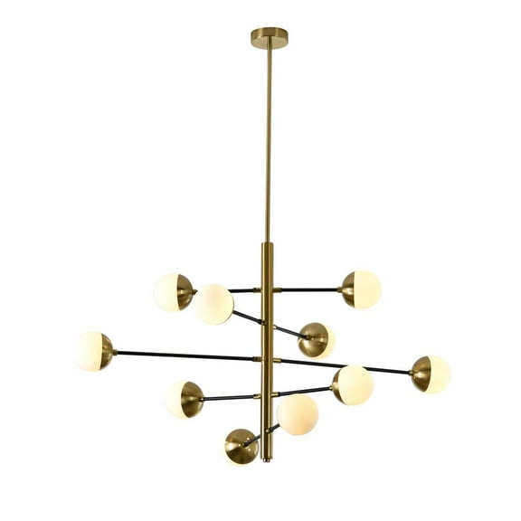 Bethel International Chandelier Brass & Black Metal & Glass