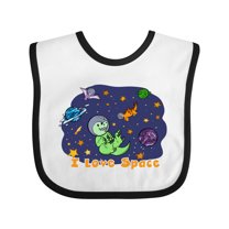 Inktastic I Love Space Cute Dinos and Planets Boys or Girls Baby Bib