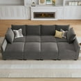 thumbnail image 1 of HONBAY Elegant Velvet Sectional Couch for Apartment Living Room Sofa Couch Sets with Storage Reversible Ottoman,Pearl Grey, 1 of 7