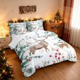 thumbnail image 2 of Manfei Forest Deer Twin Bedding, Winter Holiday Xmas Tree Bedding Comforter Set, White Green, Reversible, 7 Pieces, 2 of 6