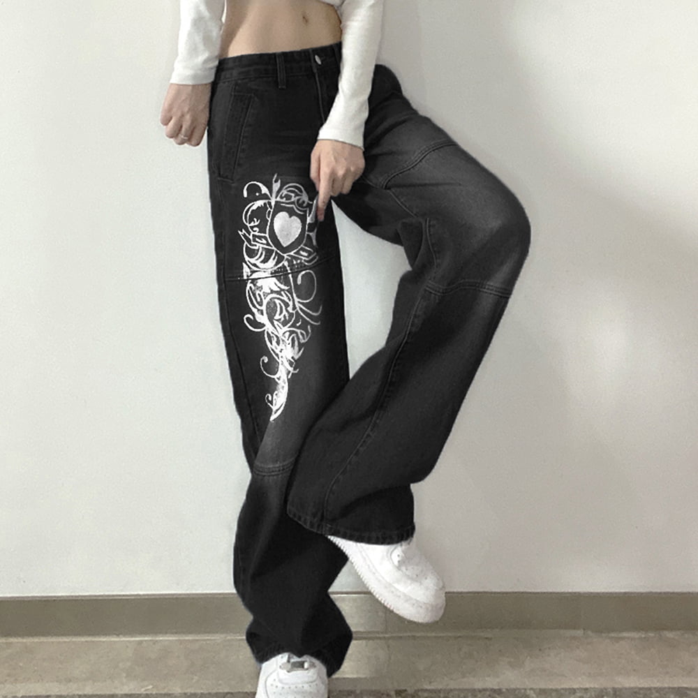 LONGYIDA - Pantalones deportivos de mezclilla para mujer, cintura