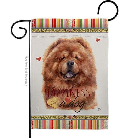 Breeze Decor G160249-BO Red Chow Happiness Animals Dog 13 x 18.5 in. Double-Sided Decorative Vertical Garden Flags for House Decoration Banner Yard Gift