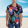 thumbnail image 2 of Gukieu Tropical Palm Leaves Print Men's Short-sleeved Shirts, Button-down Lapel Hawaiian Shirts, T-shirts, Beach Vacation Summer Casual Wear,XX-Large, 2 of 7