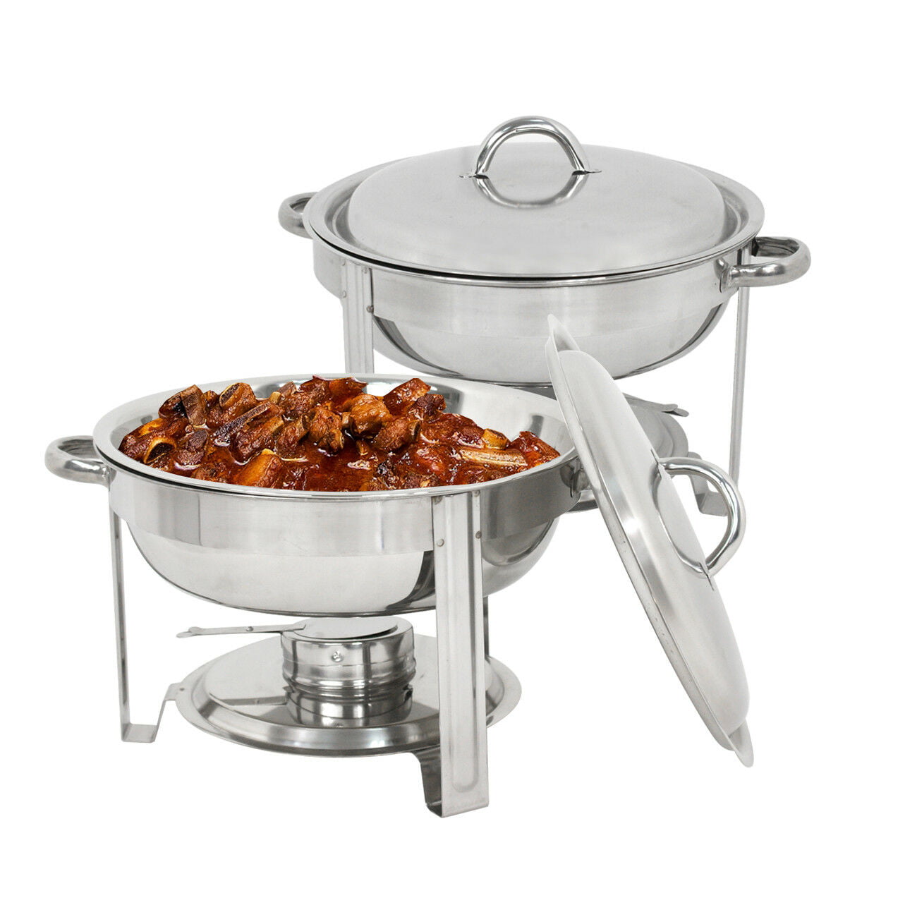 Catering Stainless Steel Chafer Round 4 Pack Buffet Chafing Dish 5Qt Party Pack 