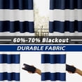 thumbnail image 3 of DriftAway Chris Vertical Striped Pattern Linen Blend Lined Thermal Insulated Blackout and Room Darkening Rod Pocket Back Tab Linen Curtains for Farmhouse Printed 2 Panel 52 by 54 Inch Dark Blue, 3 of 5
