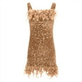 thumbnail image 5 of Njagoc3 Womens Off - Shoulder Fringe Trim Dress, Flapper Style Party Gown, 1920s Theme & Night Out Wear, 5 of 6