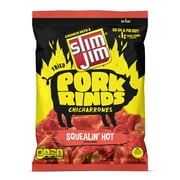 Slim Jim Pork Rinds, Squealin' Hot Flavor Fried Meat Snacks, 2 oz Bag