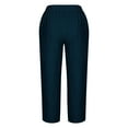thumbnail image 4 of WIZUTIZ Womens Casual Pants Soft Leisure Loose Wide Leg Pants Spandex Elastic High Waist 7/8 Length Sweatpants Solid Asymmetrical Cropped Trousers for Teen Girls Fitness Vacation Blue, 4 of 4