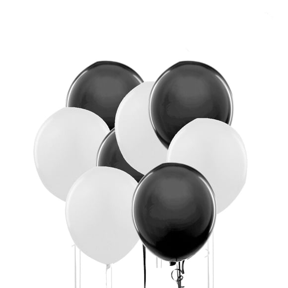 KAKOWELY Ballon 50 Pcs Ballon en Latex Blanc et Noir pour Décoration de Mariage 4.72"X1.57"X0.12 Pouces