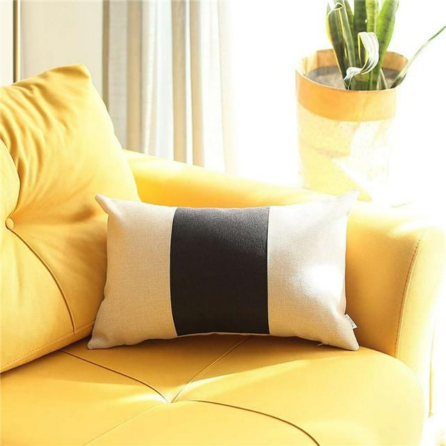HomeRoots 399526 White & Black Midsection Lumbar Throw Pillow, Multi Color