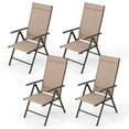 thumbnail image 1 of Gymax 4PCS Patio Folding Dining Chair w/ 7-Level Adjustable High Backrest for Garden Brown, 1 of 8