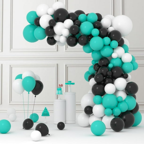 Kit con forma de arco con forma de guirnalda con forma de globo, diseño Cunnikku, azul, negro y blanco