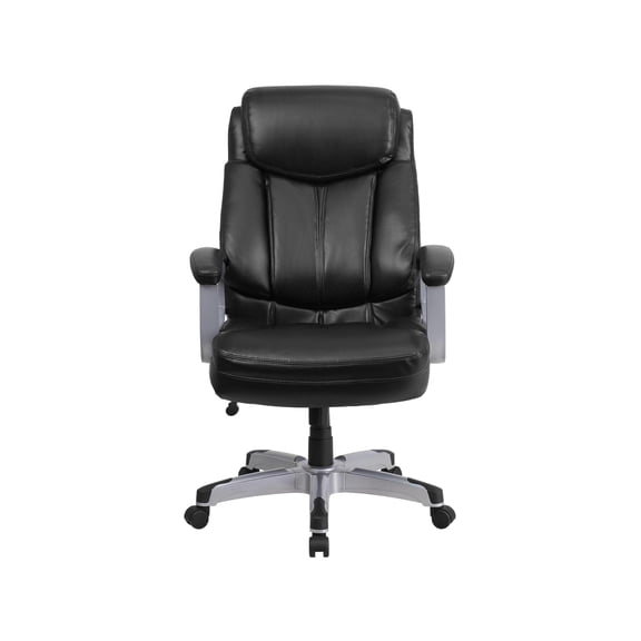 Scranton & Co Leather Swivel Office Chair in Black