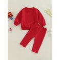thumbnail image 5 of 2 Pieces Infant Baby Suit Set 6M 12M 18M 24M 3Y  Solid Color Round Neck Long Sleeve Pullover+ Long Casual Pants for Girls Boys, 5 of 10