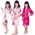 thumbnail image 3 of KYAIGUO Kids Girls Silk Satin Robes Teen Girls Bathrobe Cardigan long Pajamas for 2-14T,Baby Sleepwear Little Big Girls Floral Comfort Toddler Satin Silk Nightwear Pajama Bathrobe Lounge, 3 of 7