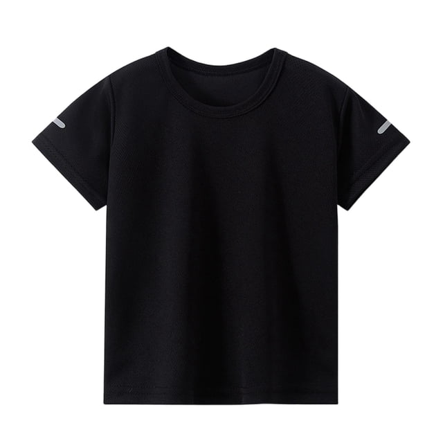 Zpanxa Boys Athletic Shirts Solid Color Round Neck Short Sleeve Sports Top Comfortable Running Tee With Polyester 4-5 Years