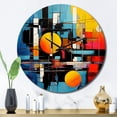 thumbnail image 1 of Designart "Bleu Orange Mi-Siècle Reflections II" Horloge Murale Surdimensionnée, 1 of 6