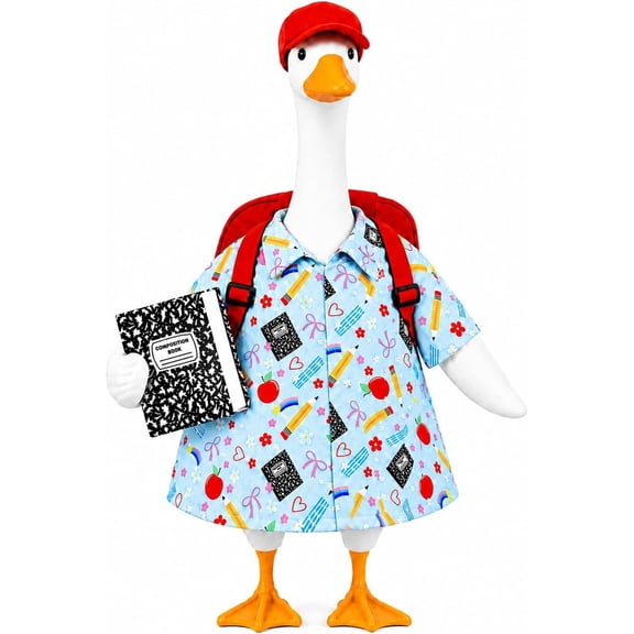Miguan 1 Set Back to School Porch Goose Outfit for 23 Inch Lawn Goose Statue, Goose Clothes for Plastic or Cement Goose, Patio Yard Garden Decor