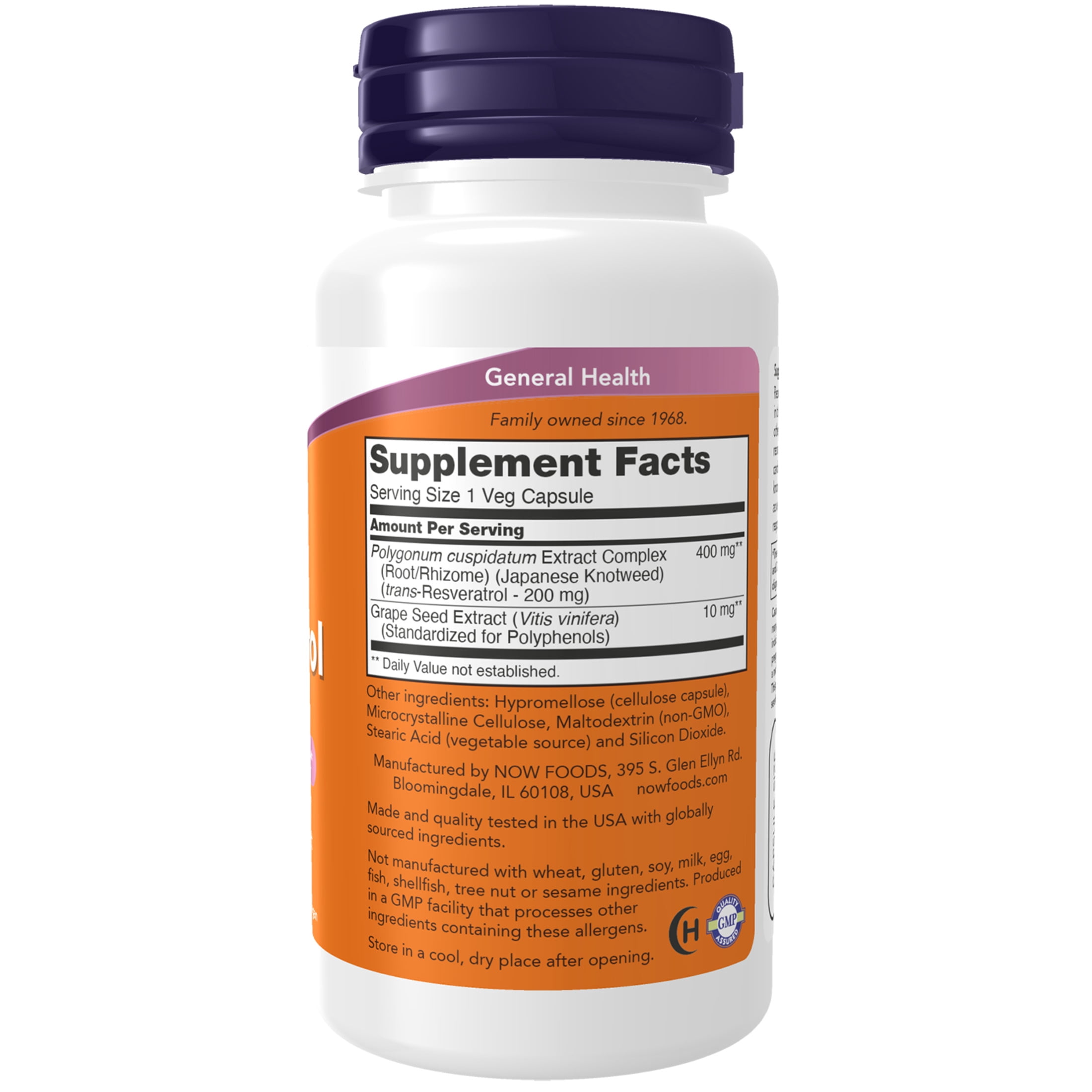 NOW Supplements, Natural Resveratrol 200 mg with Red Wine Extract, 60 Veg Capsules