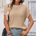 thumbnail image 7 of Women's Ribbed Sweater Crew Neck Short Sleeve Loose Fit Knit Pullover Tops 2026 Spring Summer Trendy Casual Clothes, 7 of 7
