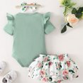 thumbnail image 4 of Maxcozy 3PCS Toddler Baby Girl Summer Clothes Romper Jumpsuit Floral Shorts Outfits Set, 4 of 8