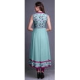 thumbnail image 4 of Bimba Pastel Mint Anarkali Dress Mandarin Collar Sleeveless Kurtis for Women Print Maxi Dress Medium, 4 of 6