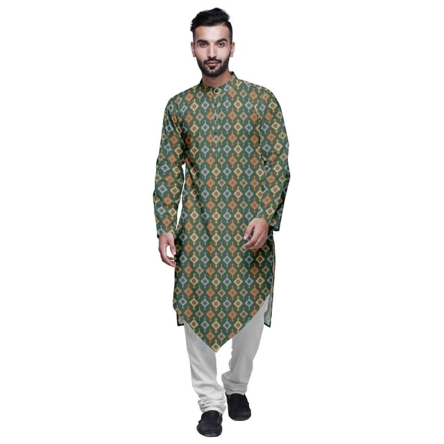 Atasi Kurta à Manches Longues de Designer pour Garçons, Kurta Décontractée Imprimée en Coton Flex