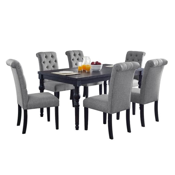 FurniFact Gray Dining Table with Chairs Set for 6, Kitchen and Dining Room Set