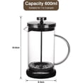 thumbnail image 2 of French Press Coffee Maker - 5 Cup - French Press Coffee Maker 600ml, French Carafe for Filter Coffee, Espresso and Tea with Triple Filter (Black), 2 of 5