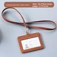 thumbnail image 1 of Neutral Minimalist Style PU Leather Protective Sleeve for ID Card Work Badge Student School Name Tag Lanyard Buckle Home Use, 1 of 5