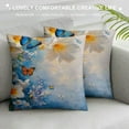thumbnail image 3 of GOSMITH Floral Pillow Cover, Blue and White Wild Flowers with Monarch Butterflies Lily Therapy Spa Art Prints Decorative Pillow Cover Cushion Cover Home Decor Pillowcase, 3 of 5