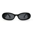 thumbnail image 1 of SA106 Womens Minimal Mod Oval Plastic Sunglasses All Black, 1 of 4