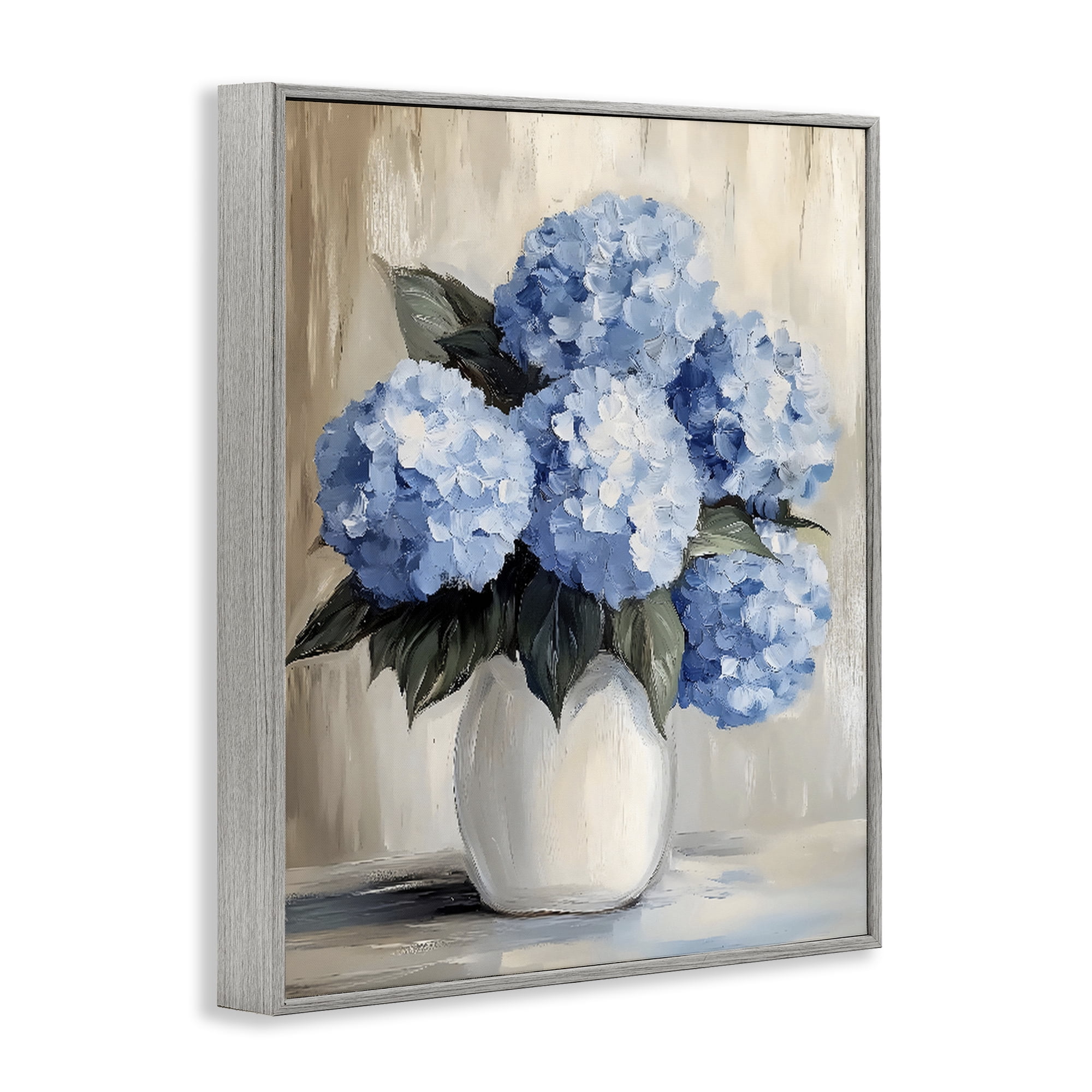Stupell Industries Painted Hydrangeas in White Vase Gray Framed Giclee Art, design by Creative Studio