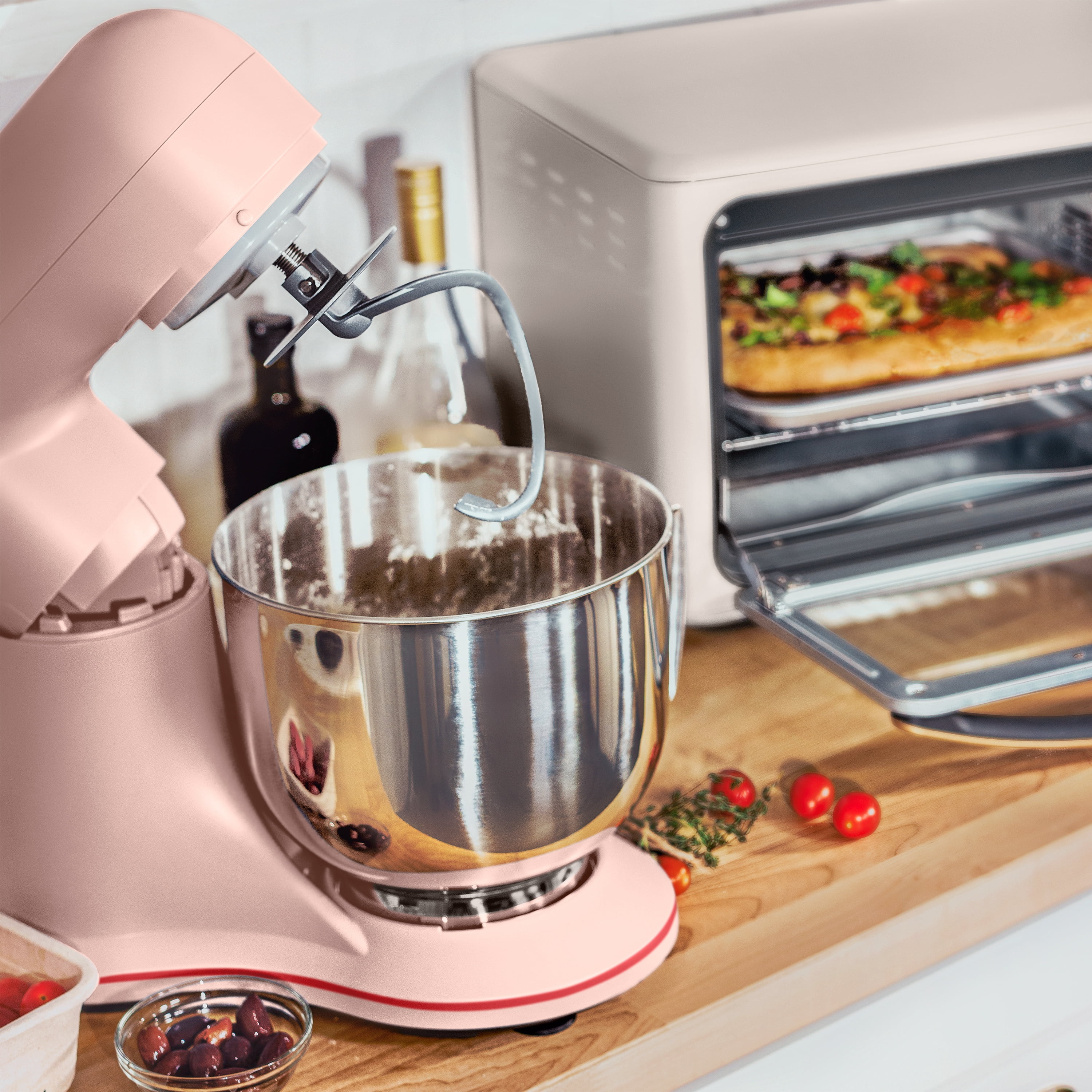 Beautiful 5.3 Qt Tilt-Head Stand Mixer with Flat Beater, Dough Hook & Balloon Whisk, Rose and Tomato Red by Drew Barrymore