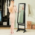 thumbnail image 5 of Costway Lockable Mirrored Jewelry Cabinet Armoire Organizer Storage with Stand & LED Lights Black, 5 of 10