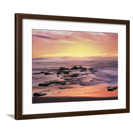 California, San Diego. Sunset Cliffs Tide Pools Reflecting the Sunset Framed Print Wall Art By Christopher Talbot