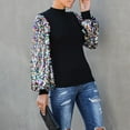 thumbnail image 4 of Women Casual Sequins T Shirt Blouse Ladies Long Sleeve Loose Tee Tops Pullover, 4 of 7