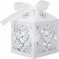 thumbnail image 2 of 10/50pcs Beautiful white Love Heart Laser Cut Wedding Candy Gift Box for Wedding Favor Birthday Party Bridal Shower with Ribbon, 2 of 8