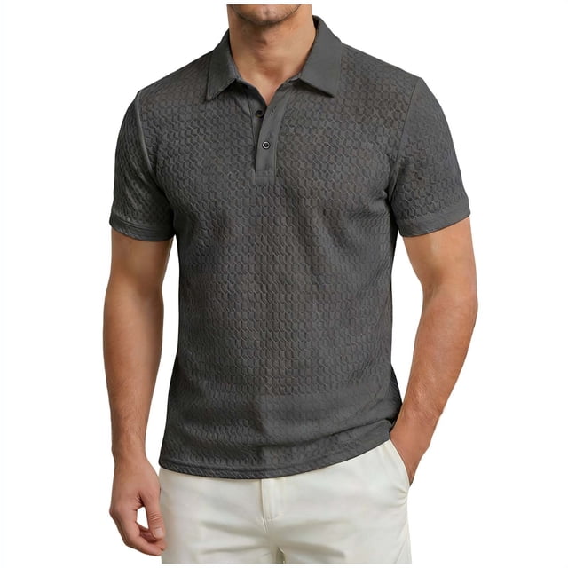 StSilkitty Men's Short Sleeve Casual Golf Shirts Collared Button Textured T Shirt Soft Breathable Vacation Tops