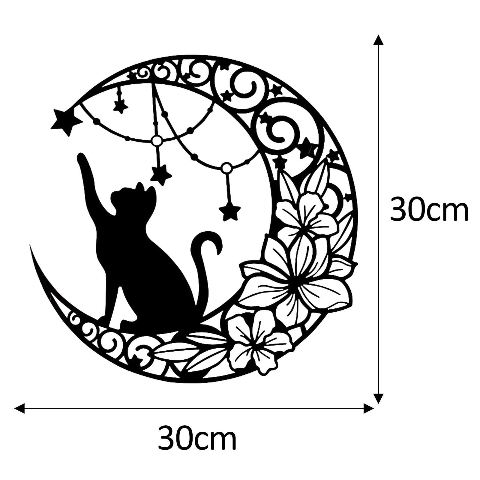 CoudarTitie Flamingo Resin Bird Sculpture Modern Art Garden Figurine with Metal Stand for Home Decor Fireplace Yard Pond Flowerbed Black Cat Metal Wall Art Moon D
